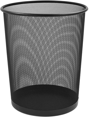 2x Mesh Trash Bin Round Metal Rubbish Dustbin Bedroom Bathroom Kitchen Office - ZYBUX